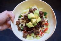 Low-Carb Ground Beef Taco Salad with Cilantro-Lime Cauliflower Rice