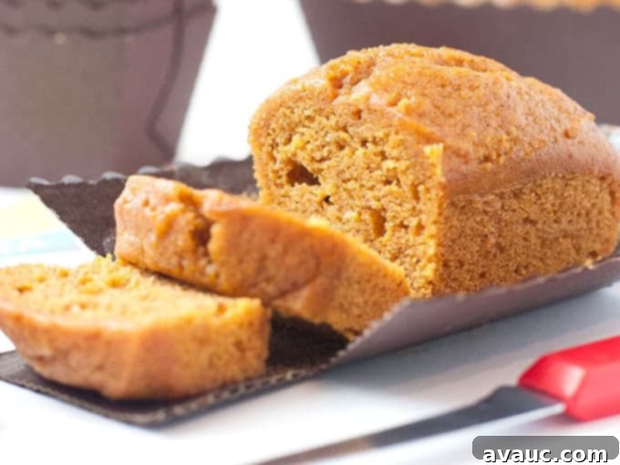 Mini Pumpkin Bread Loaves Recipe Plus Free Gift Tags 12 Moist pumpkin bread mini loaf pan recipe in tiny disposable loaf pans cut in slices with red knife, ready to serve.
