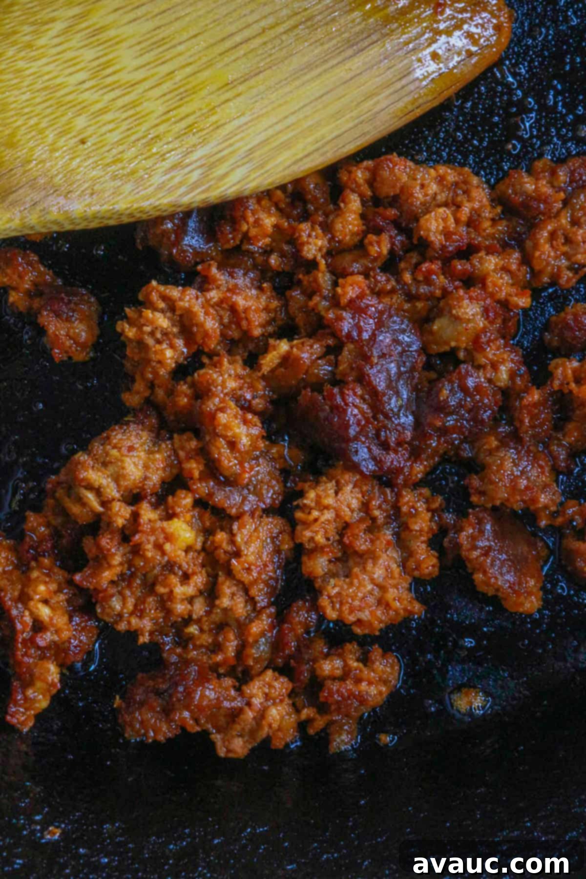 Cooked chorizo in a pan