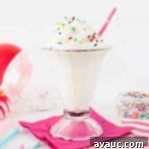 Vanilla Birthday Cake Frappuccino 4 Vanilla Cake Batter Frappuccino in a glass with whipped cream