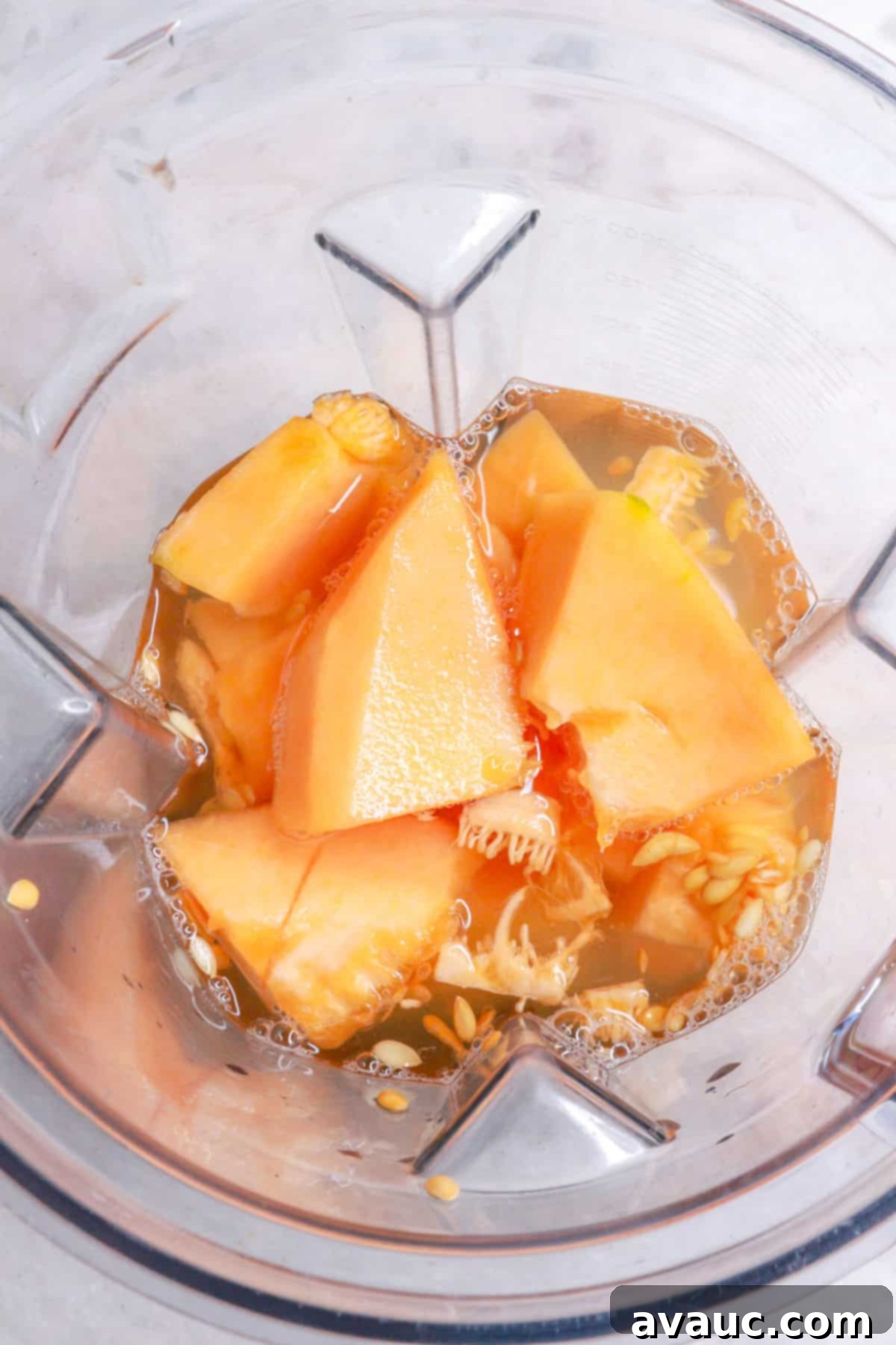 Mexican Melon Refresher 5 Chunks of cantaloupe and water in a blender