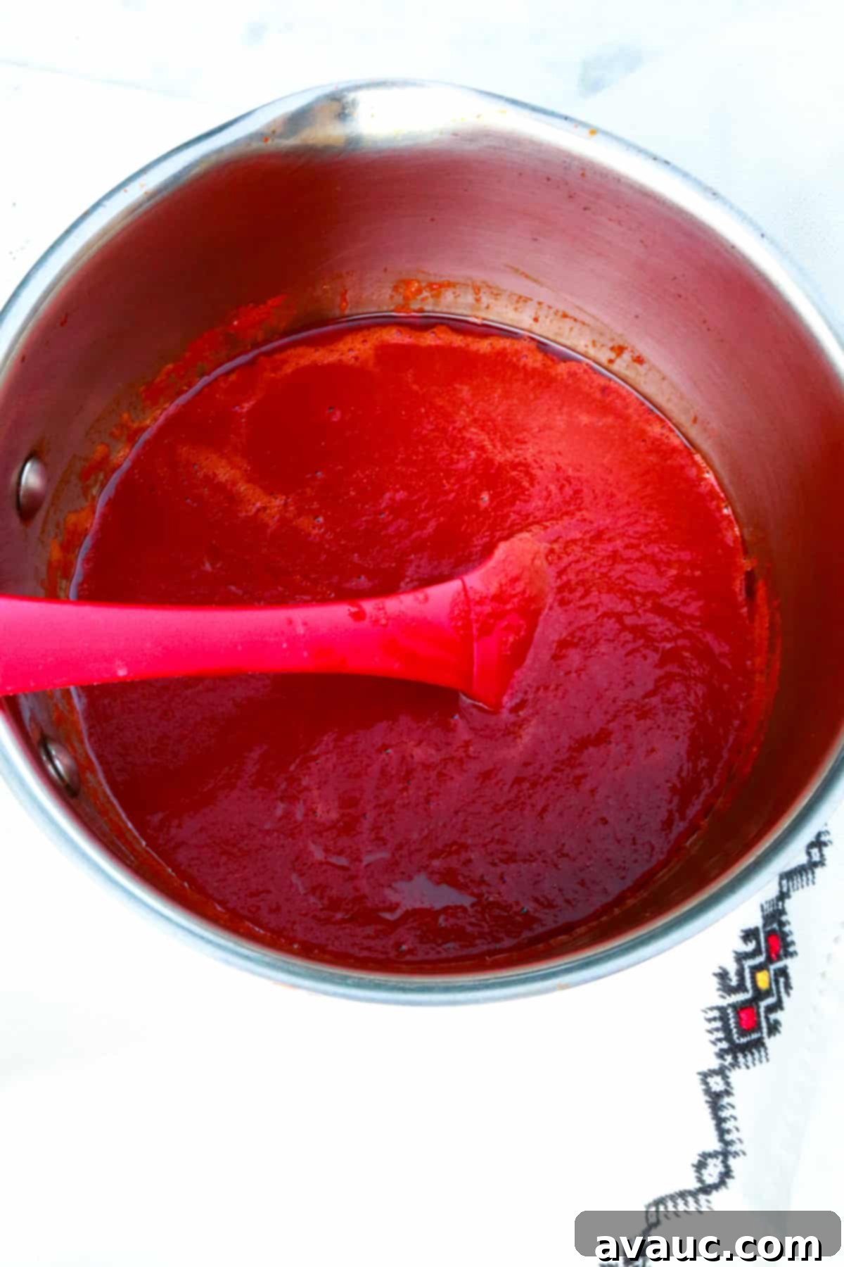 Smoky Guajillo Enchilada Sauce 7 Guajillo enchilada sauce in a saucepan