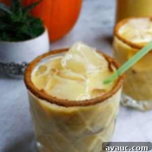 Fall Pumpkin Spice Horchata 10 Pumpkin Spice Horchata in a clear glass with a green straw