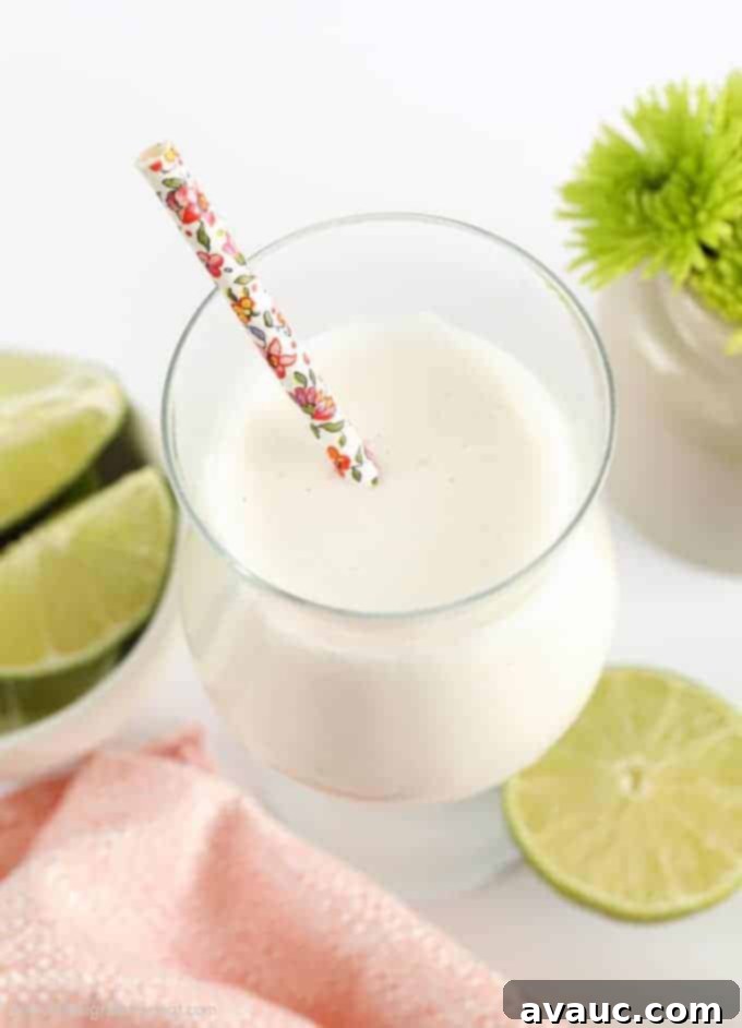 Frozen Vanilla Coconut Lime Refresher - single serving, blended to perfection!