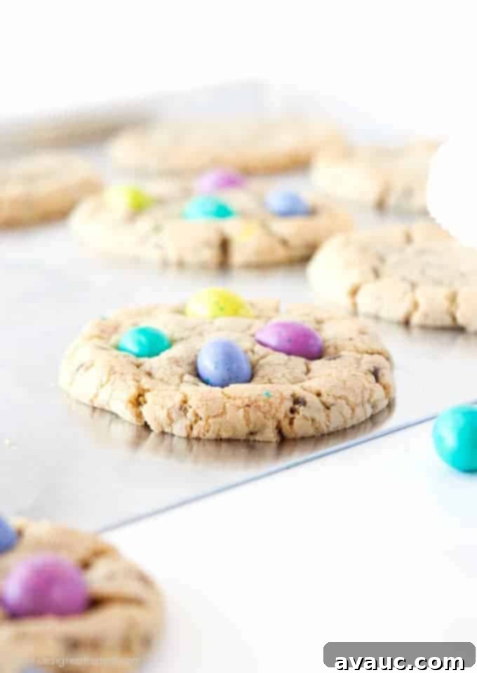 Chocolate Chip M&M Easter Egg Cookies from Design Eat Repeat