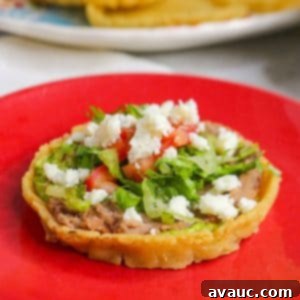 Classic Refried Bean Sopes 13 Sopes de frijoles on a red plate