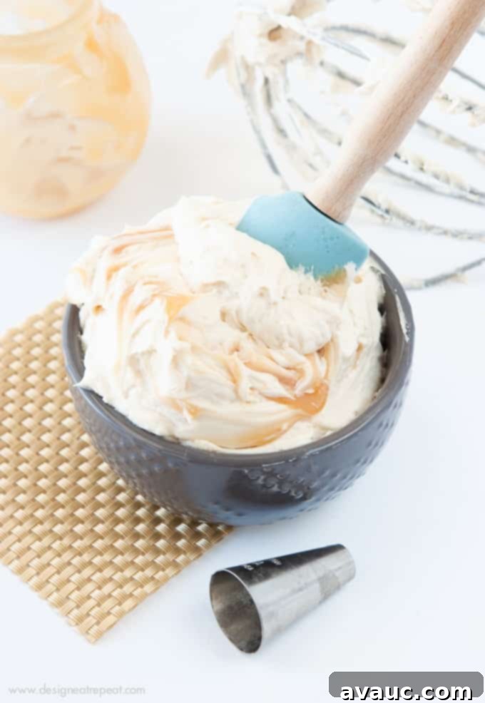 Homemade Salted Caramel Buttercream Frosting close up