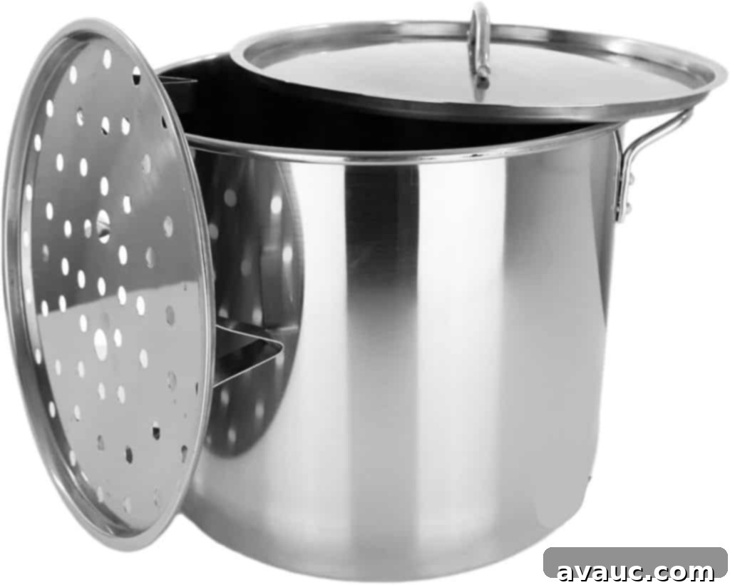 Steamer pot for tamales made of stainless steel