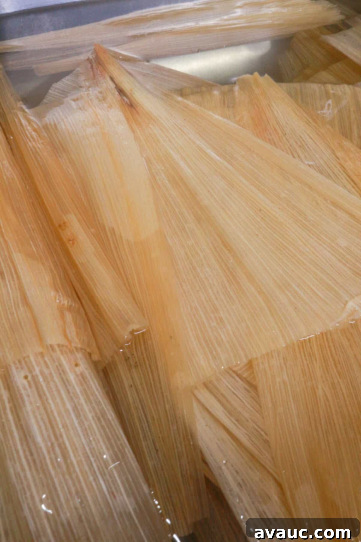 Soaking corn husks for tamales