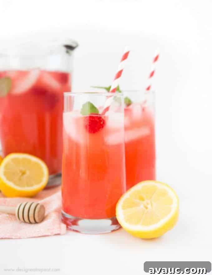 Add pureed raspberries to lemonade for a colorful and refreshing summer drink! Find the recipe for Homemade Raspberry Lemonade at Design Eat Repeat.