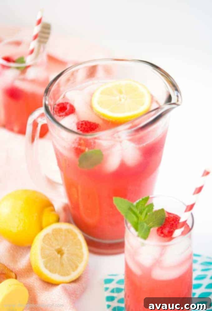 Add pureed raspberries to lemonade for a colorful and refreshing summer drink! Find the recipe for Homemade Raspberry Lemonade at Design Eat Repeat.