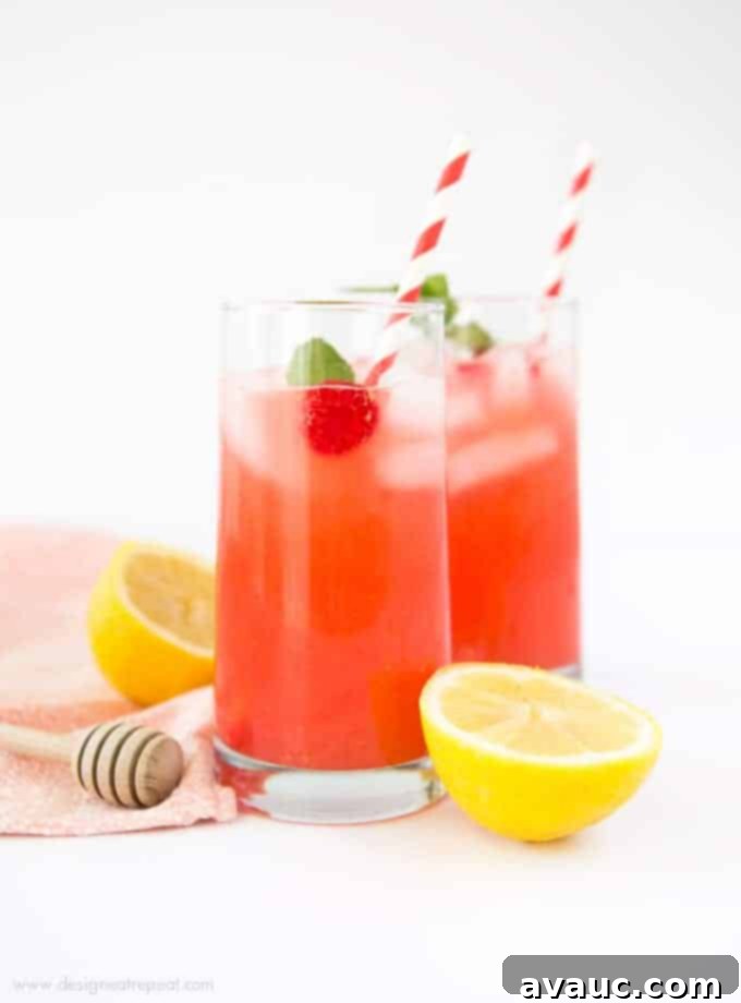 Add pureed raspberries to lemonade for a colorful and refreshing summer drink! Find the recipe for Homemade Raspberry Lemonade at Design Eat Repeat.