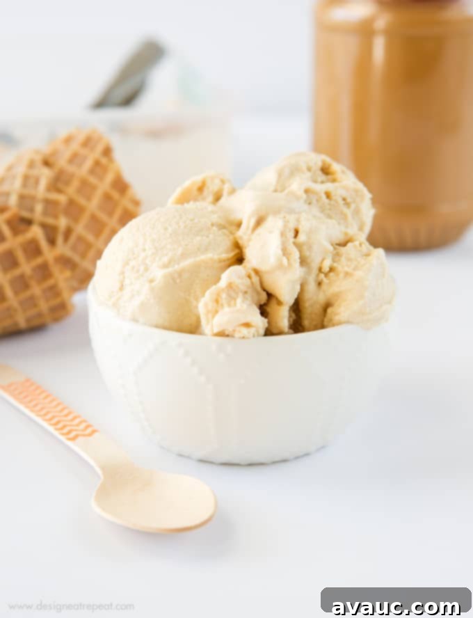 Homemade Peanut Butter Gelato served in a bowl with sprinkles