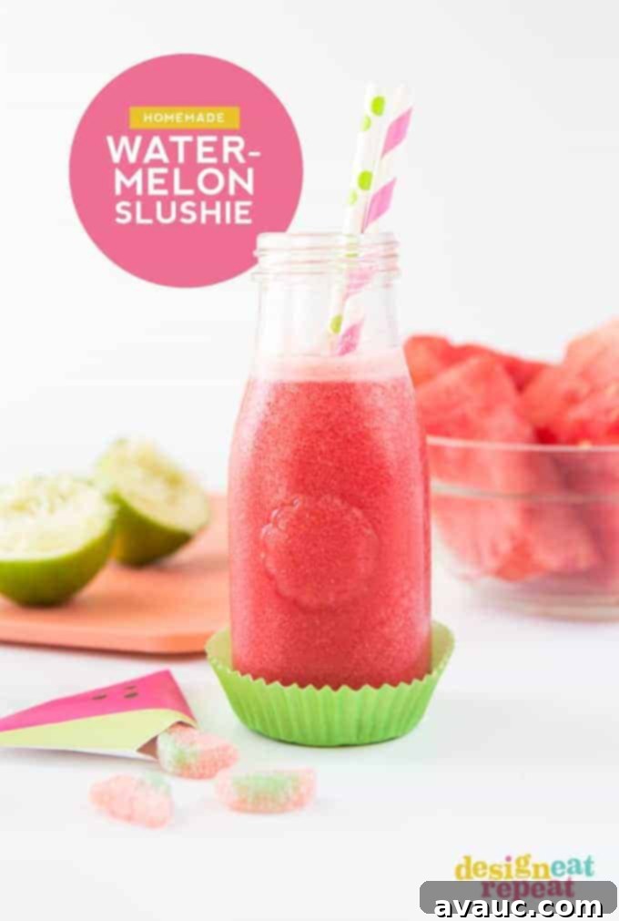 Beat the summer heat with this refreshing Raspberry Watermelon Slushie! Made with fresh watermelon, frozen raspberries, and lime juice.