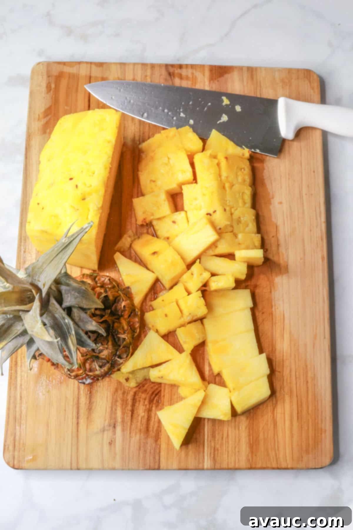 Crisp Pineapple Cucumber Agua Fresca 6 Freshly chopped pineapple chunks ready for blending