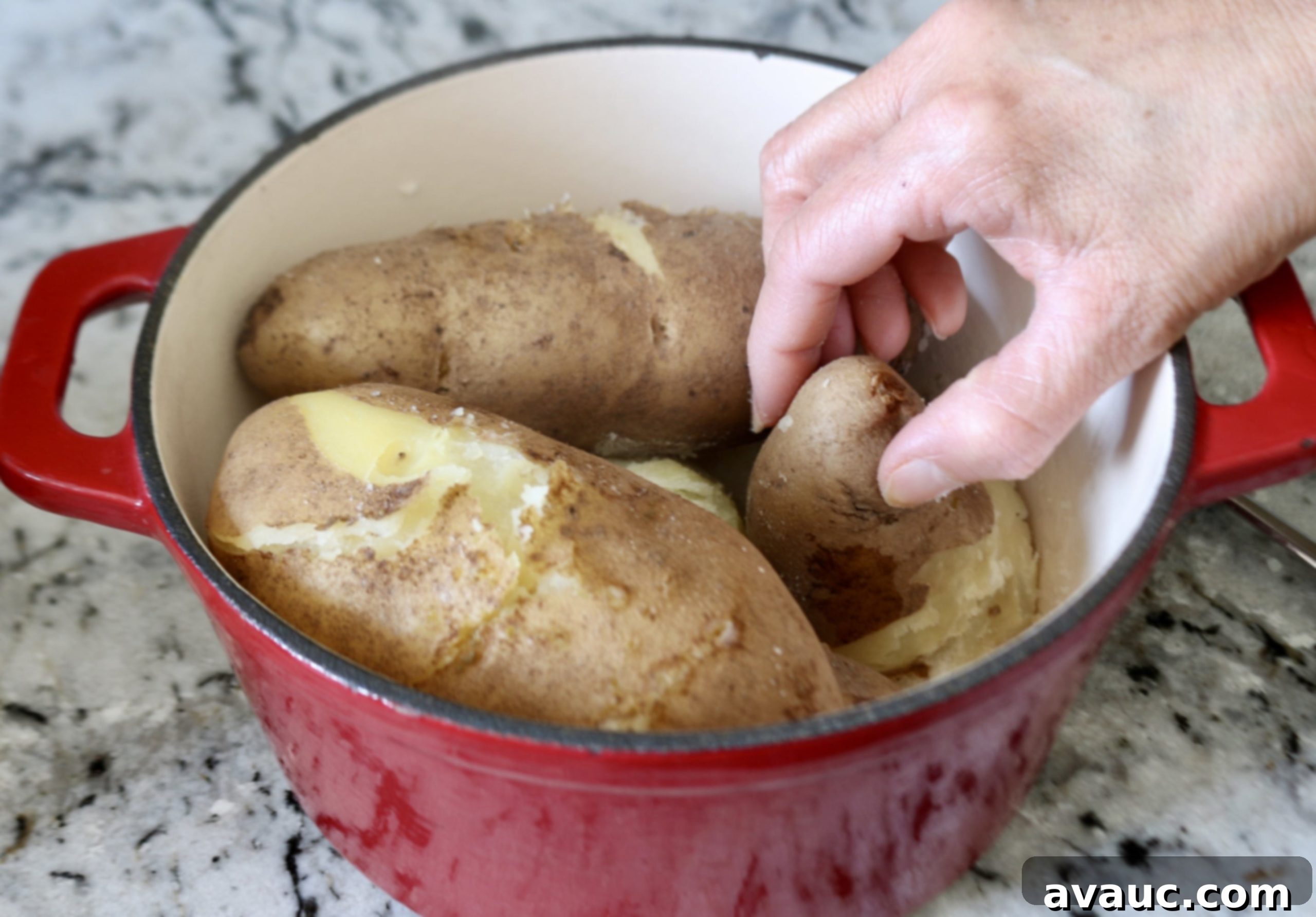 Boiled potatoes ready to peel 