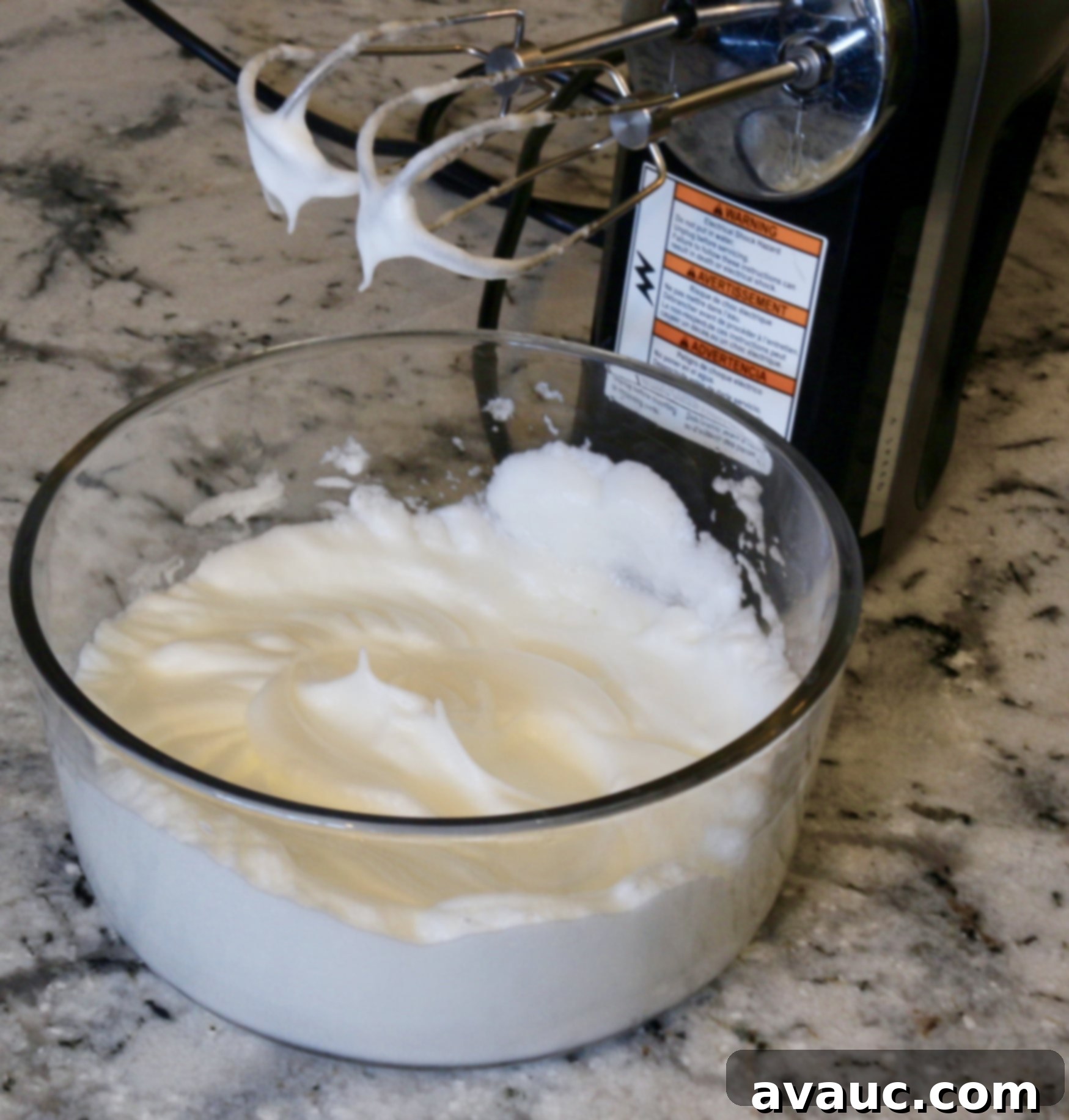 Whipped egg whites with firm peaks