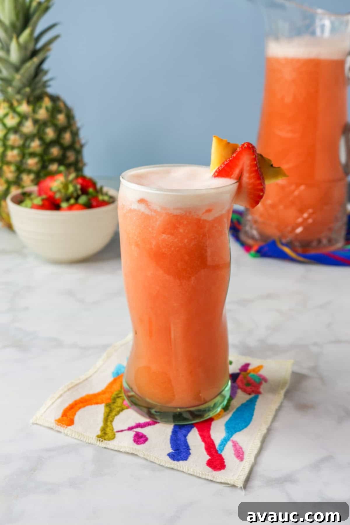 Pineapple Strawberry Oasis 2 Pineapple Strawberry Agua Fresca in a glass