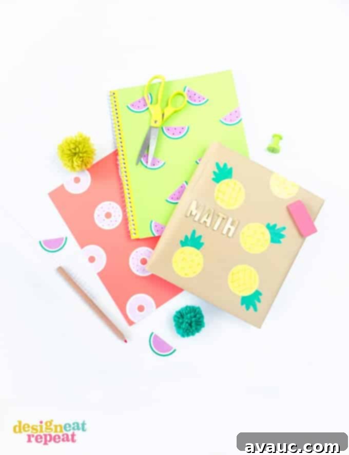 Child drawing on a printable donut sticker on a notebook