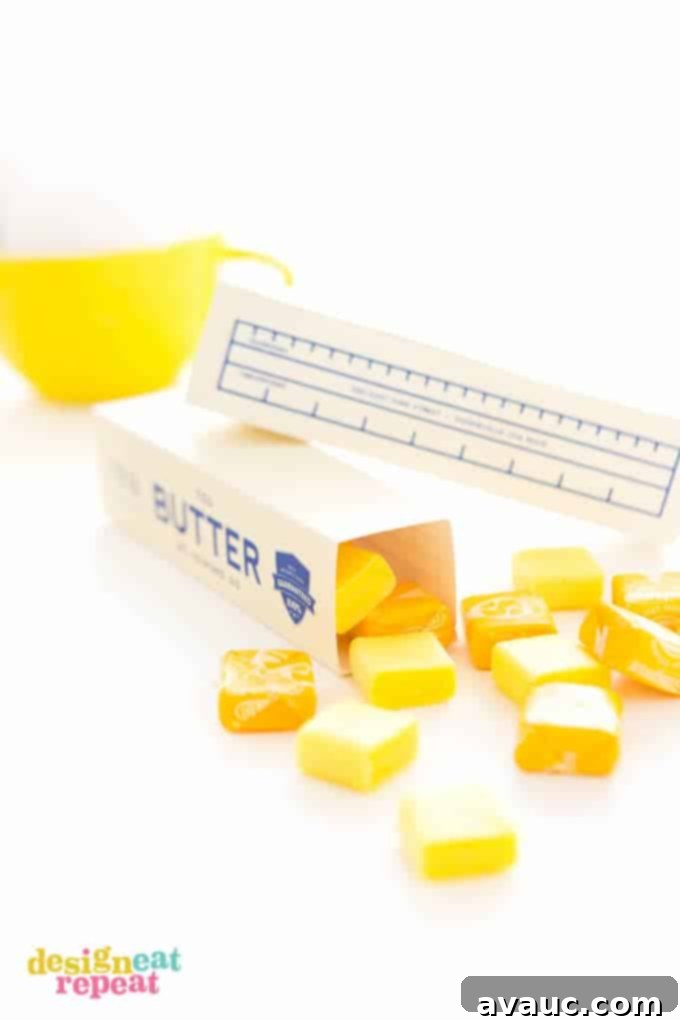 Sweet Surprises: Butter Stick Baking Party Invitations and Candy Boxes 4 Invite your friends to the ultimate baking party with these printable stick of butter baking party invitations that dual as giftable candy boxes!