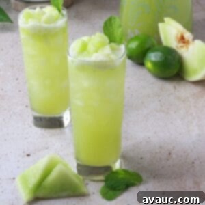 Honeydew Mint Agua Fresca 12 Two glasses of honeydew agua fresca with mint
