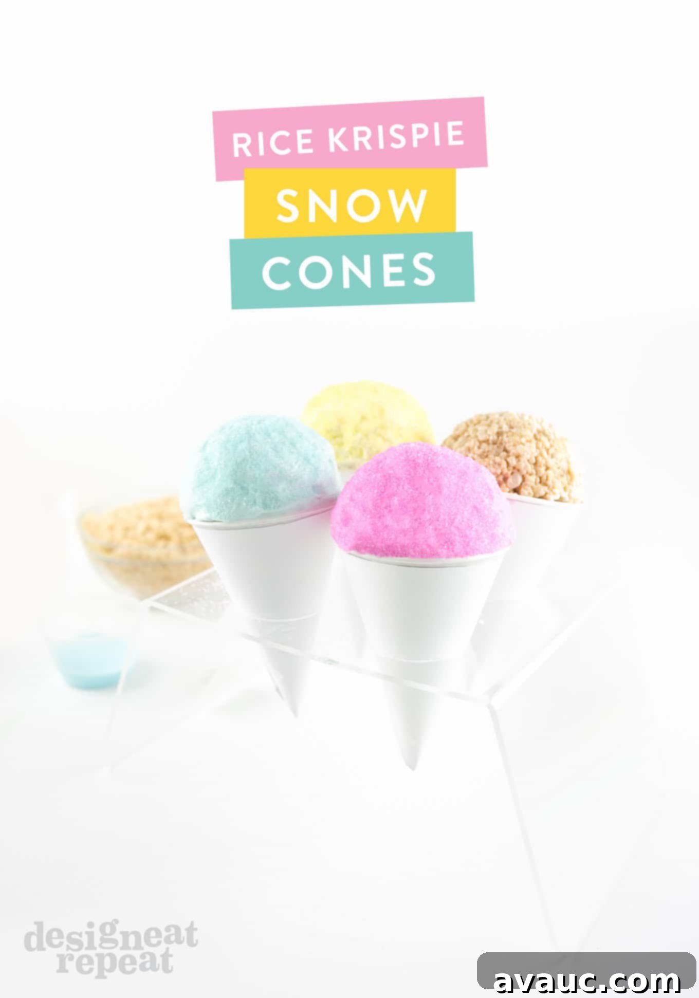 Brightly colored Rice Krispies Snow Cones, a fun twist on classic treats