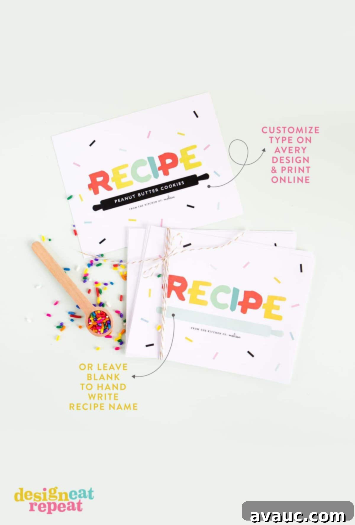 Free Printable Recipe Cards Perfect for Gifting 4 Close-up of a free printable recipe card, ready for personalization. This highlights the blank space for ingredients and instructions, emphasizing the ease of creating custom recipe cards for any dish.