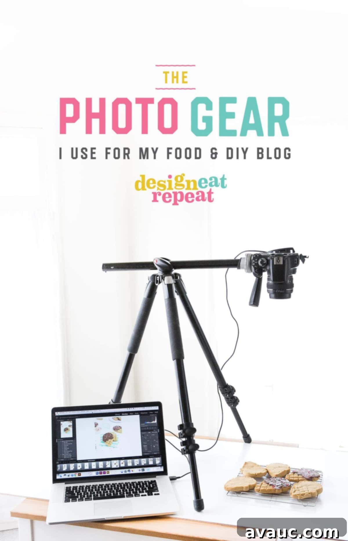 Food & DIY blogger Melissa from Design Eat Repeat showcases her updated at-home food photography setup, including cameras, lenses, lighting, and editing software for beautiful shots.