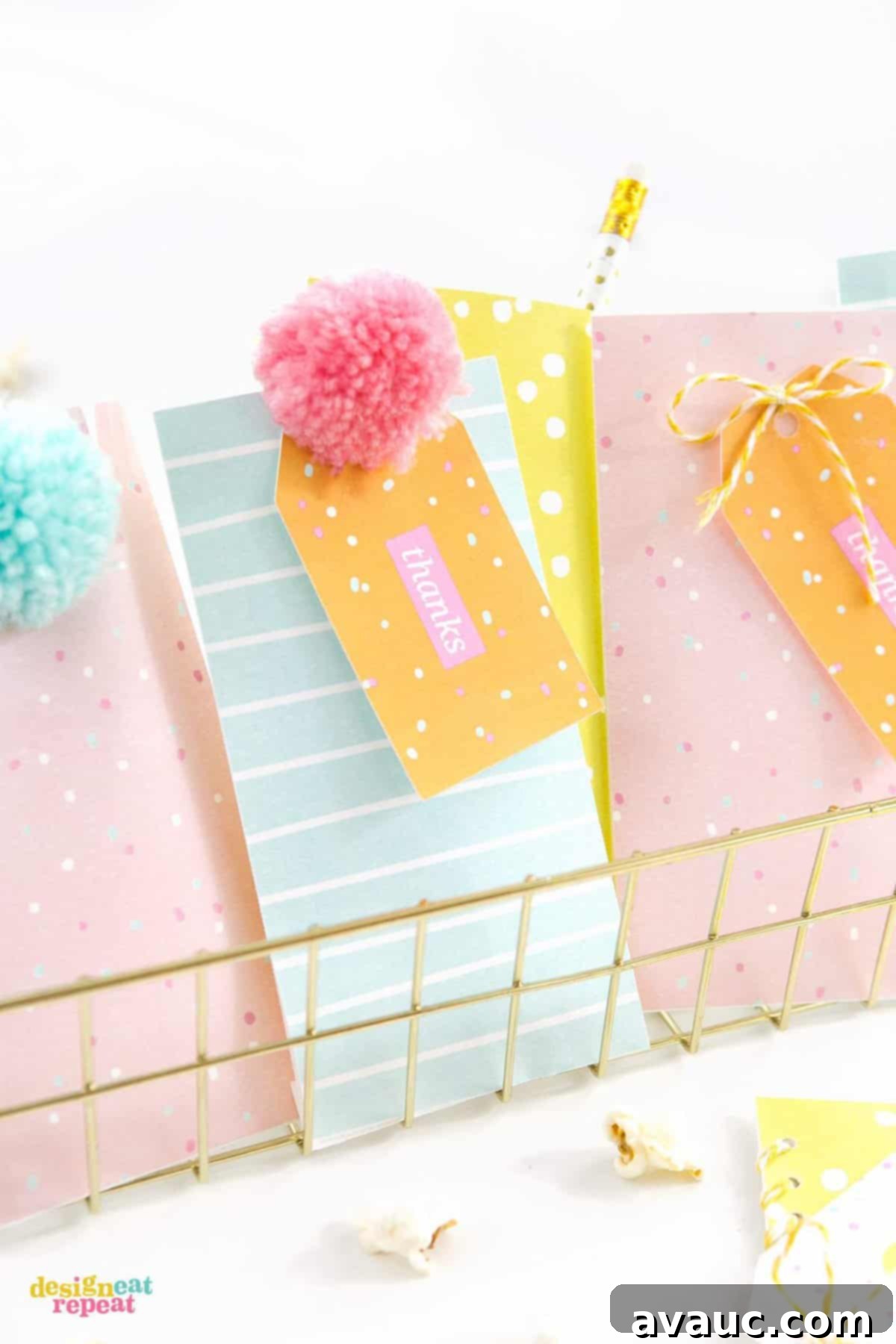 Download these fun & colorful printable birthday gift tags and attach them to treat bags for an easy party favor idea!