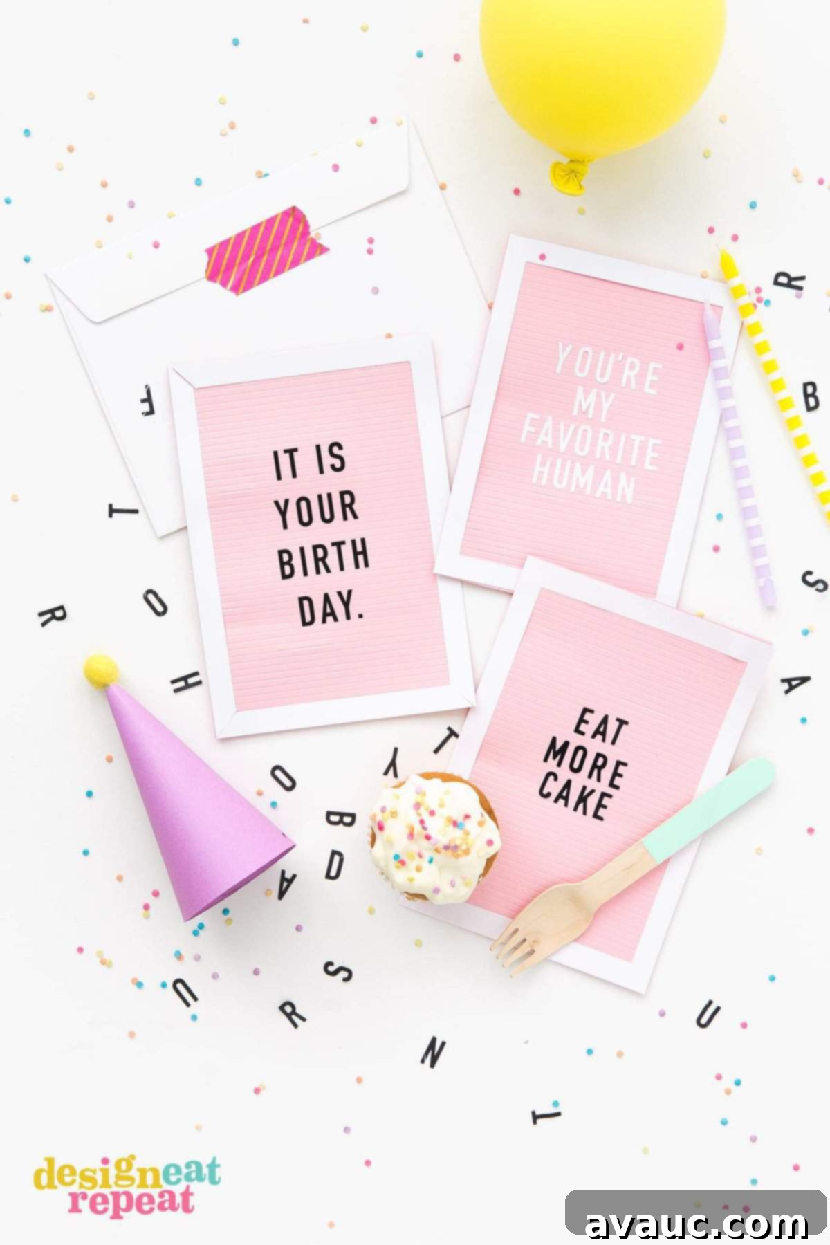 Crafting Unique Letterboard Birthday Messages 2 Bring the letterboard trend to your craft room with these Letterboard DIY Birthday Cards! Customize with your own phrases and slip in an envelope for a fun & creative handmade birthday card! | www.DesignEatRepeat.com | #birthdaycard #printable