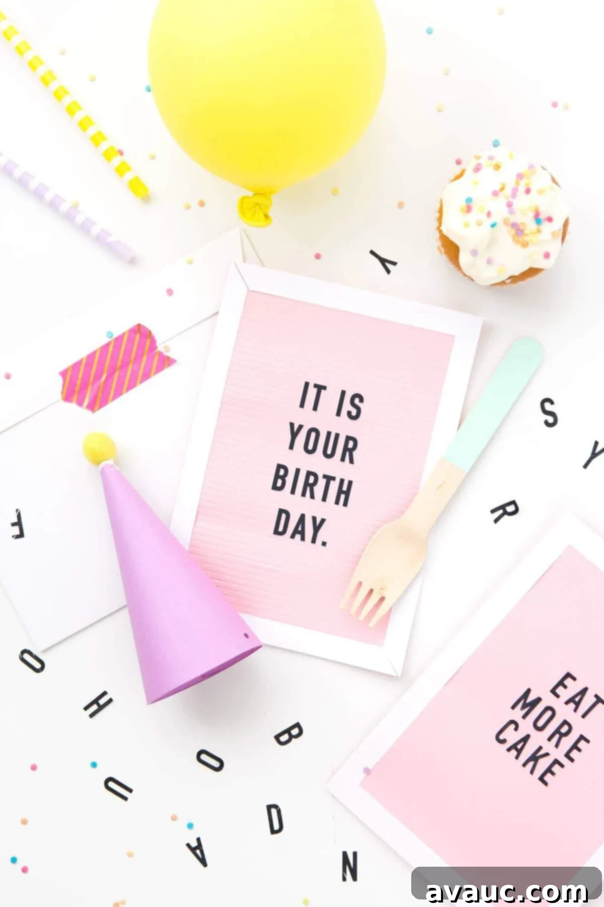 Crafting Unique Letterboard Birthday Messages 5 Pink letterboard DIY birthday card with phrase It Is Your Birthday from the Office and Eat More Cake.
