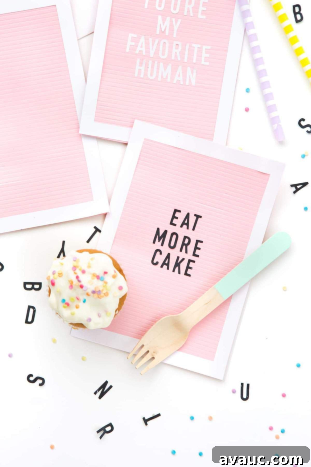 Crafting Unique Letterboard Birthday Messages 6 Pink letterboard DIY birthday card that says Eat More Cake