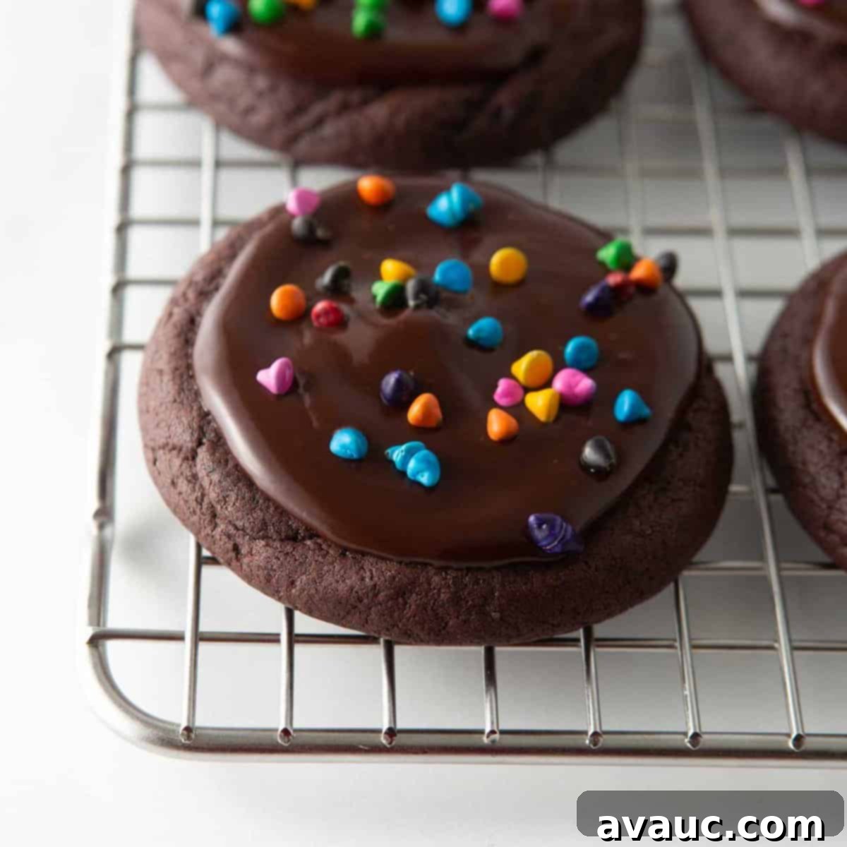 Soft, Fudgy Cosmic Brownie Cookies with Colorful Chips
