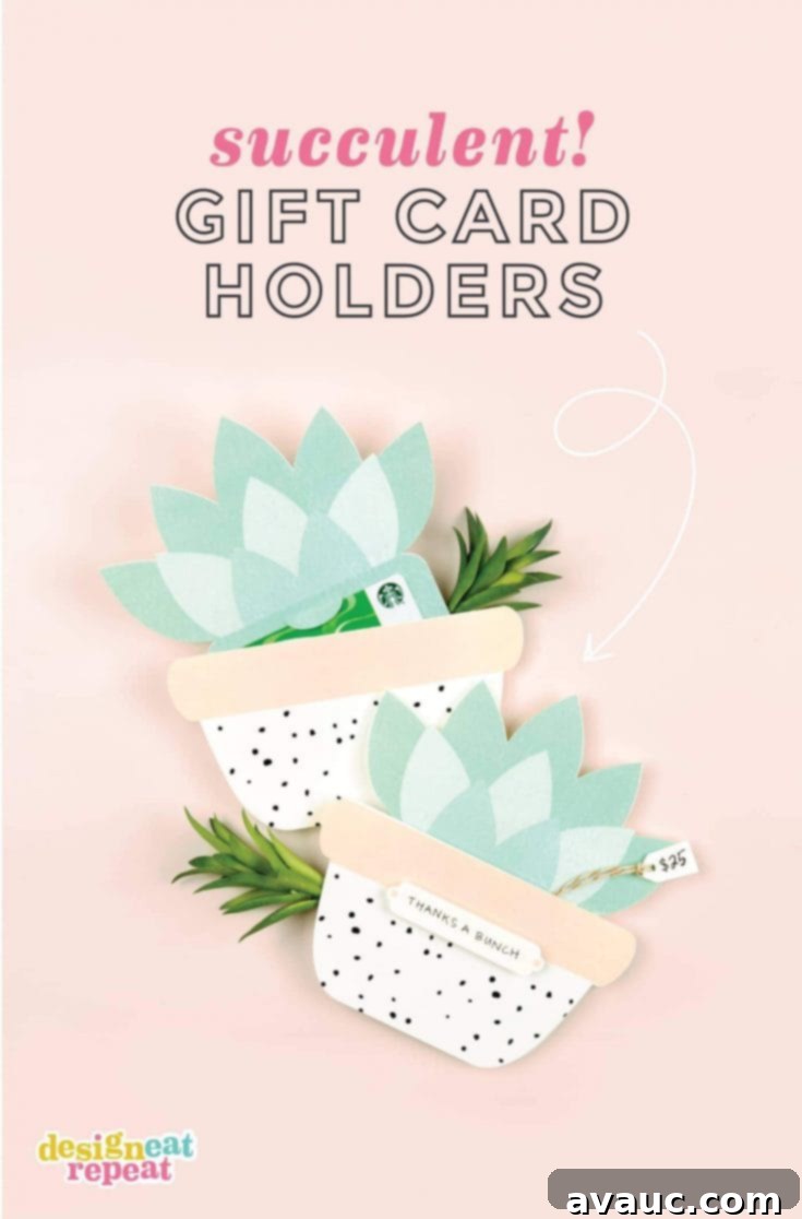 Succulent Printable Gift Card Holder