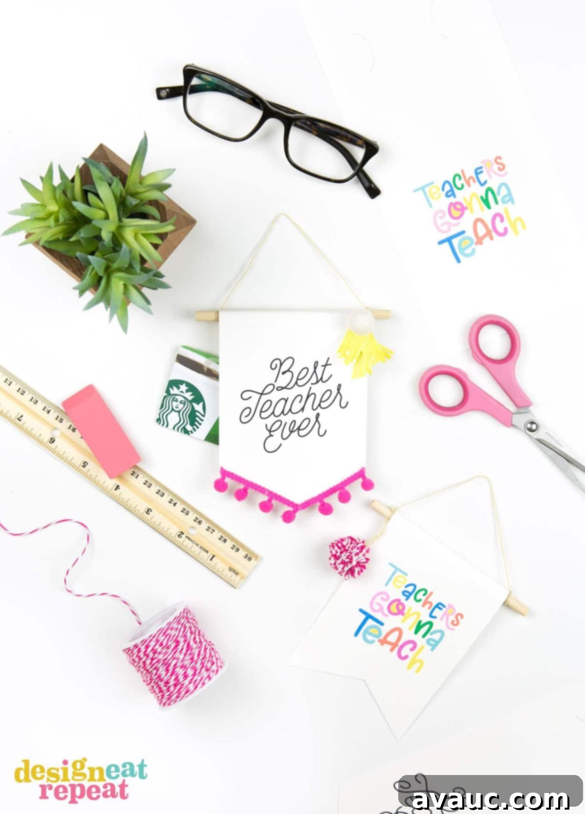 Teacher Gift Card Holders That Transform Into Banner Decor 2 Handmade teacher gift card banner decor with a thoughtful message