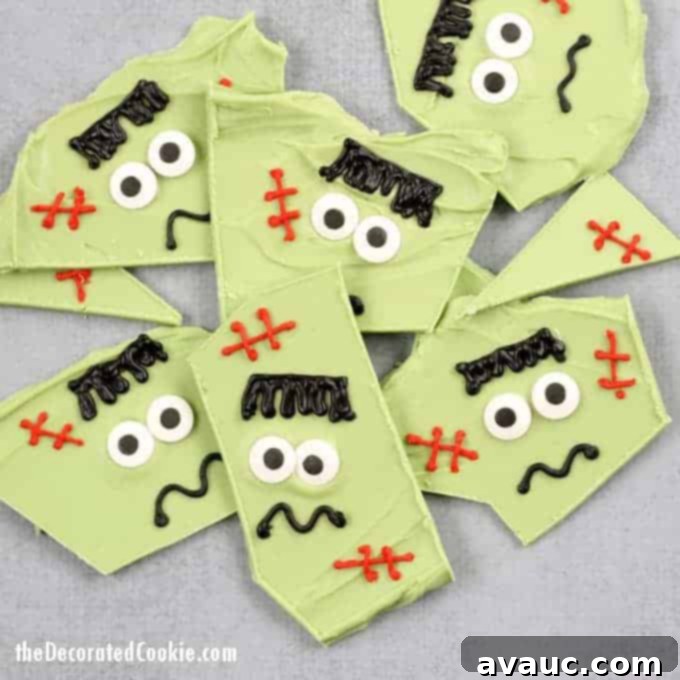 Frankenstein Candy Halloween Bark - Easy No-Bake Halloween Treat