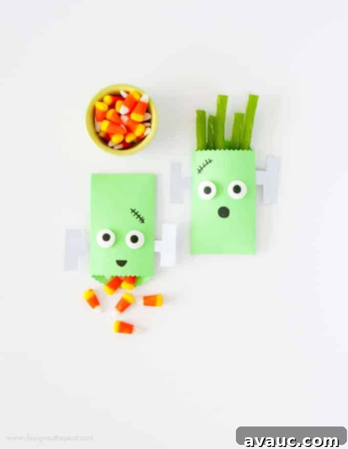 DIY Frankenstein Halloween Treat Bags - Easy Party Favors