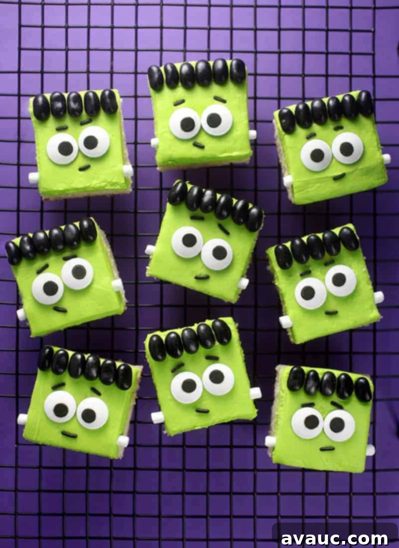 Frankenstein Cake Squares - Adorable Halloween Cake Bites