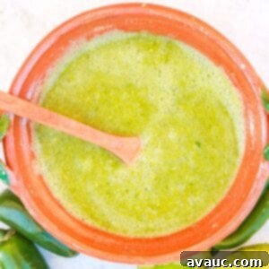 Top view of a bowl of Salsa Verde Taquera