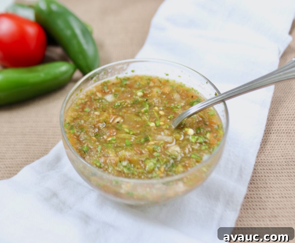 Simple and delicious Easy and Fast Jalapeño Salsa in a bowl, ready to serve.