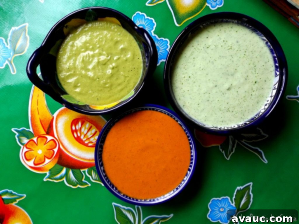 Assortment of Taqueria-Style Salsa Recipes in various bowls, showcasing different colors and textures.