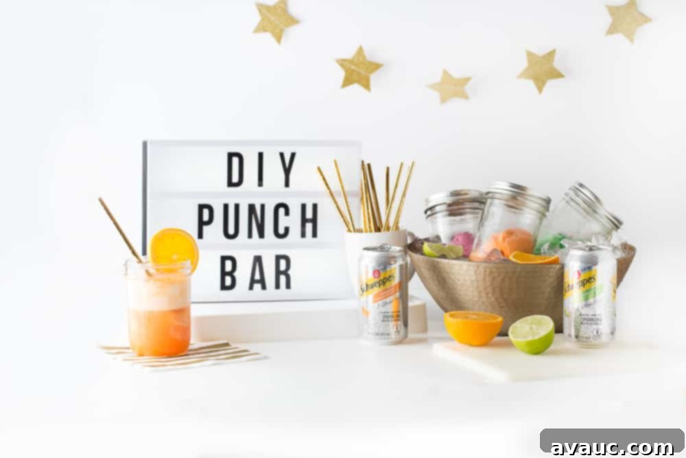 An overhead shot showcasing the complete DIY Punch Bar setup, encouraging readers to learn how to put one together.