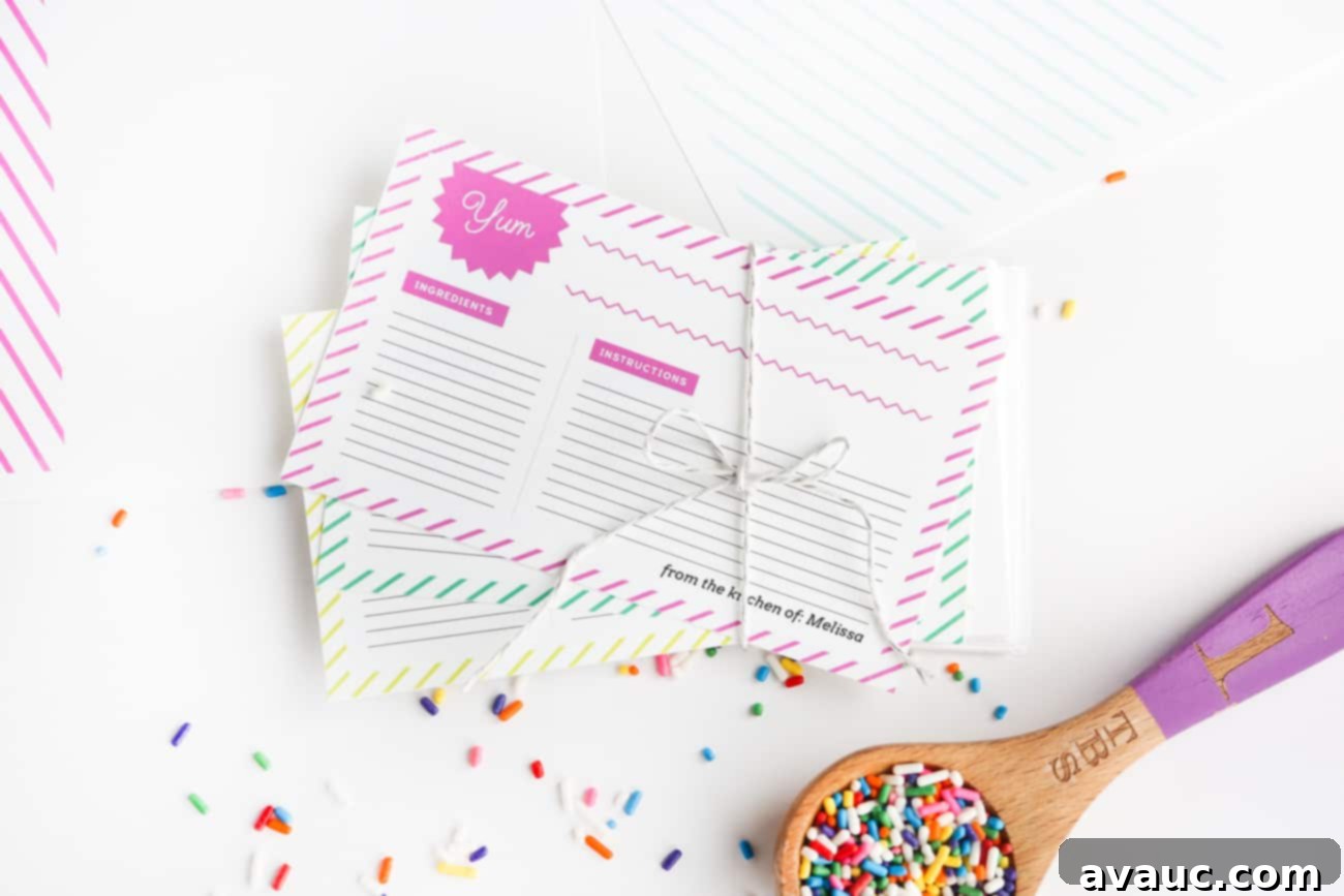 A stack of personalized 3x5 inch recipe cards tied with twine, a perfect small gift.