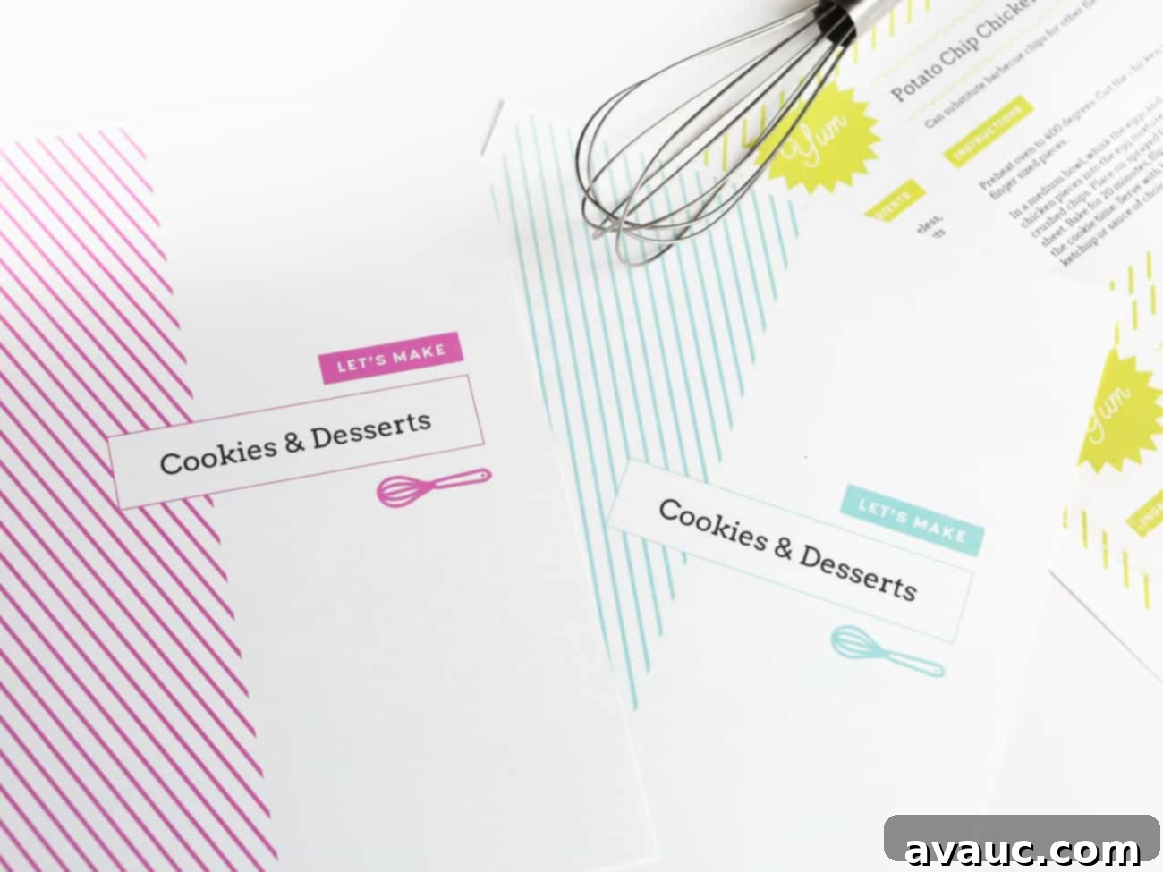 A close-up of recipe cards inside a DIY binder, showcasing custom designs and organization.