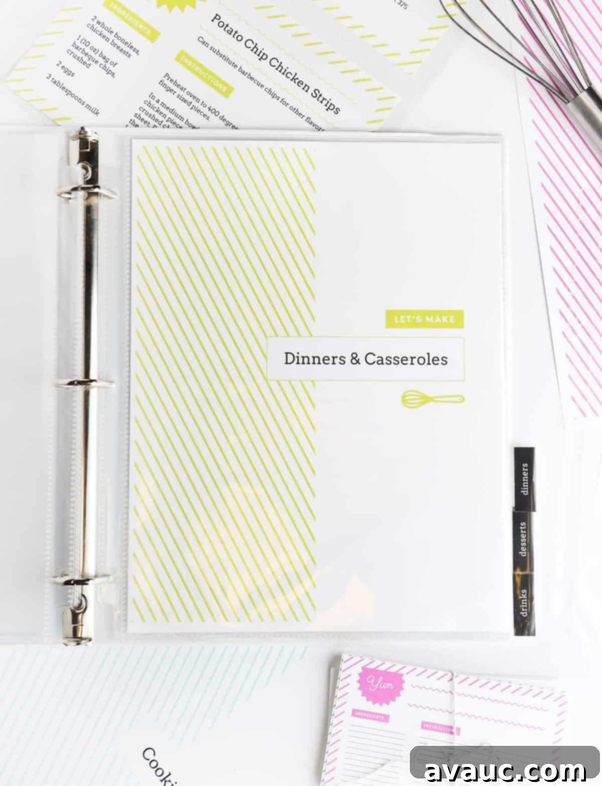 An example of a recipe binder divider page with a category title.