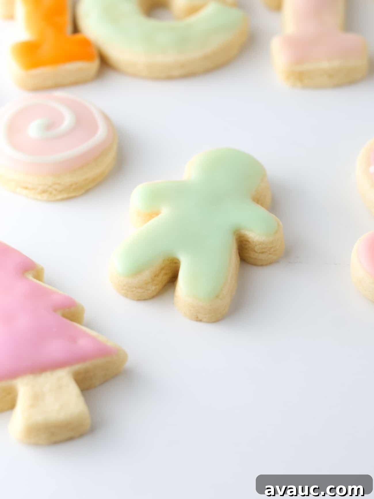 Mint colored gingerbread man sugar cookie.