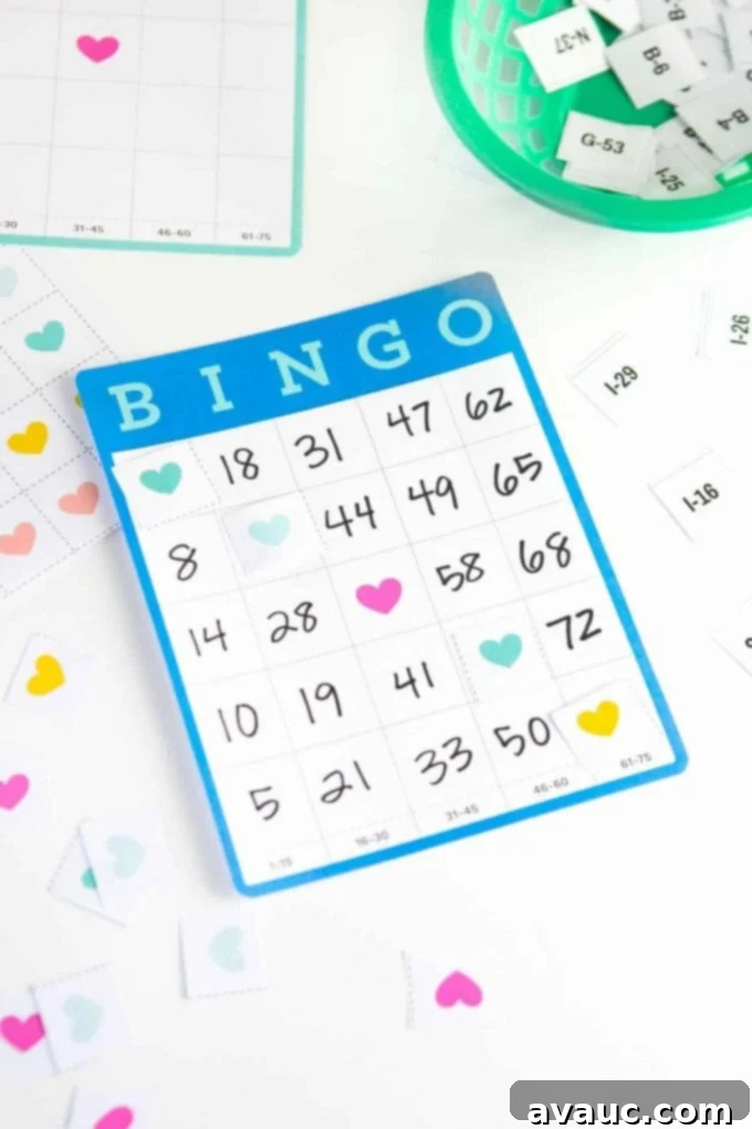 Hand placing a bingo marker on a card as a number is called