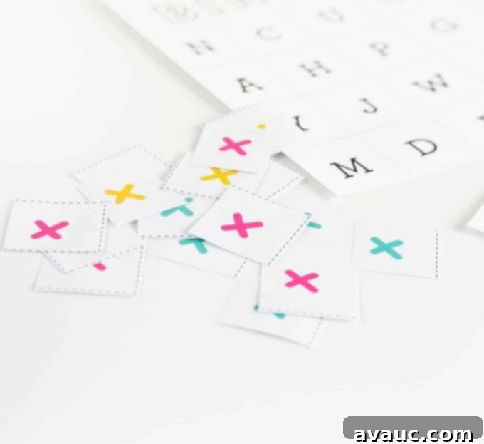 Get Your Free Printable ABC Bingo 8 Small pieces of alphabet bingo marker squares