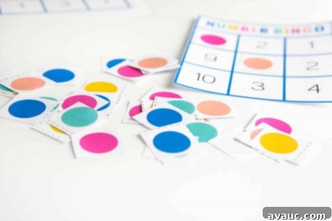 Cut out bingo marker squares and a bingo card for playing