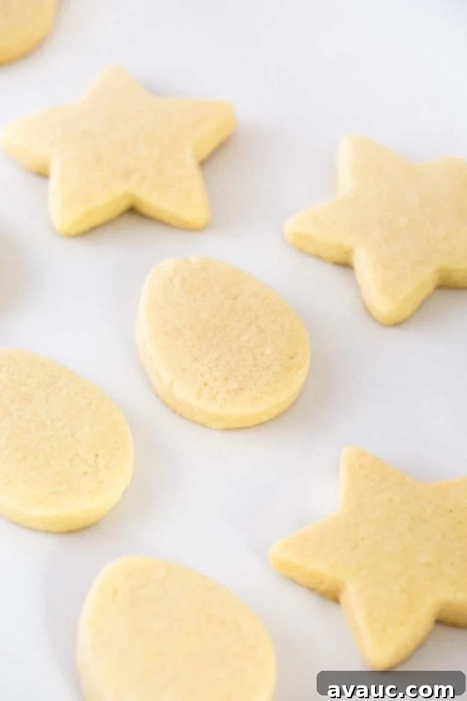 Mastering Flawless Cut Out Sugar Cookies 17 Freshly baked sugar cookies resting on a baking sheet on a cooling rack